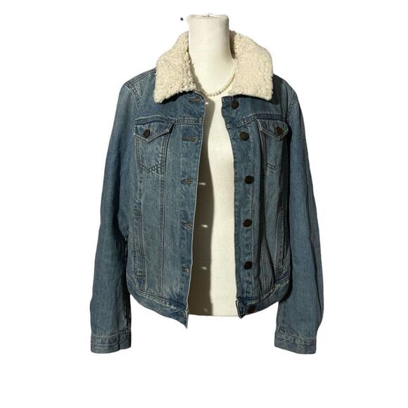 Made and Loved Ann Taylor Small Denim Sherpa Jacket - Picture 1 of 10